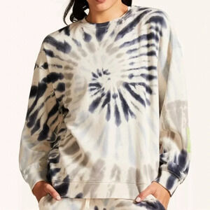 Peloton Tie Dye Crew Neckline Sweatshirt Size XS Cream/Blue